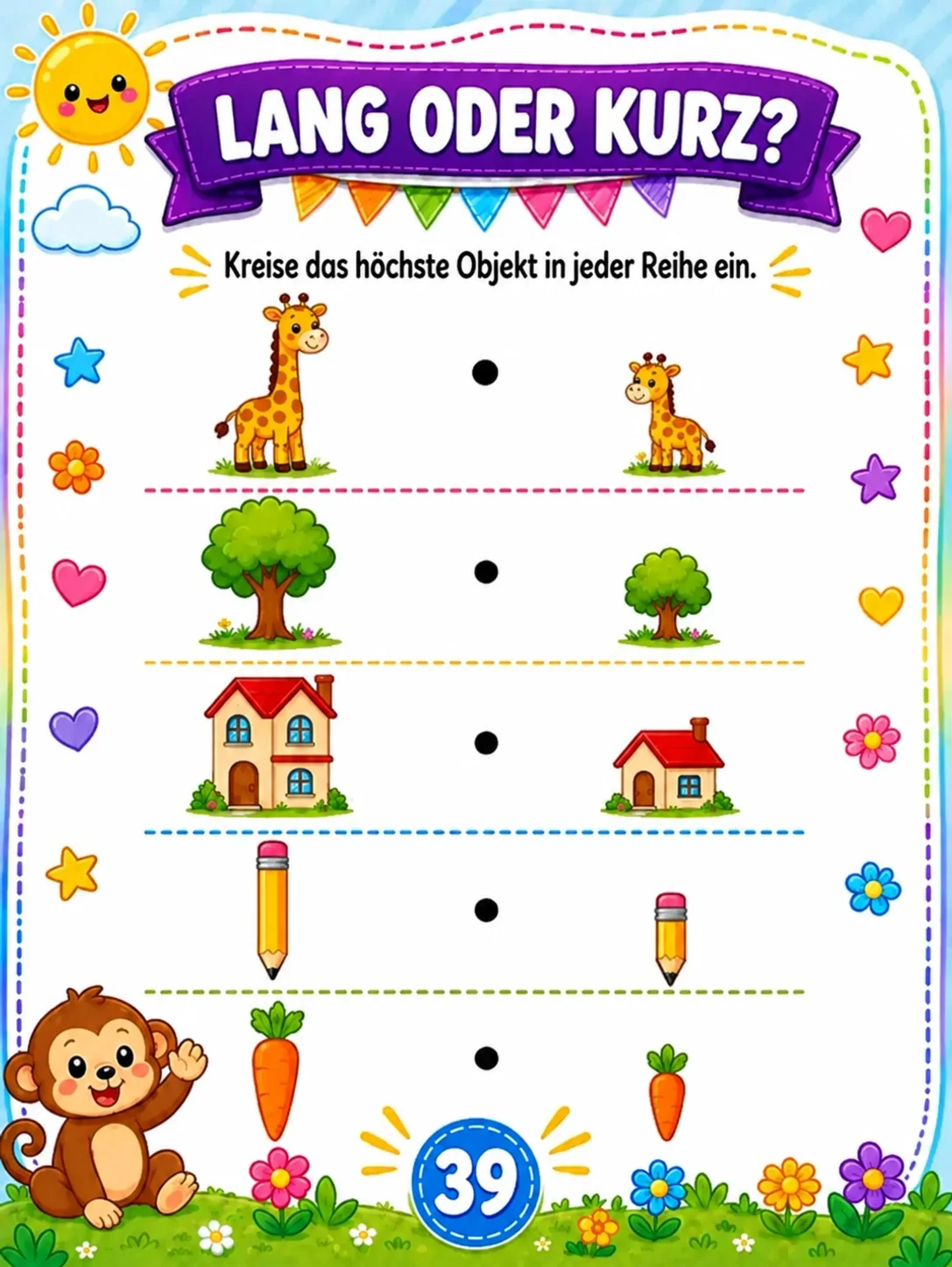 Arbeitsblatt: Lang oder kurz